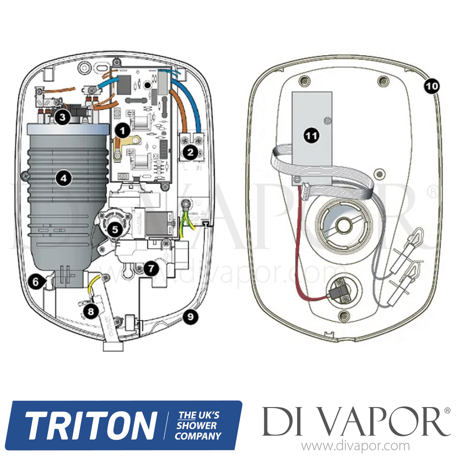Triton Aspirante XR Electric Shower Chrome Spare Parts TR DV 114